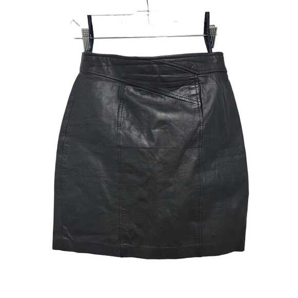 Black Leather Mini Skirt - Picture 1 of 10